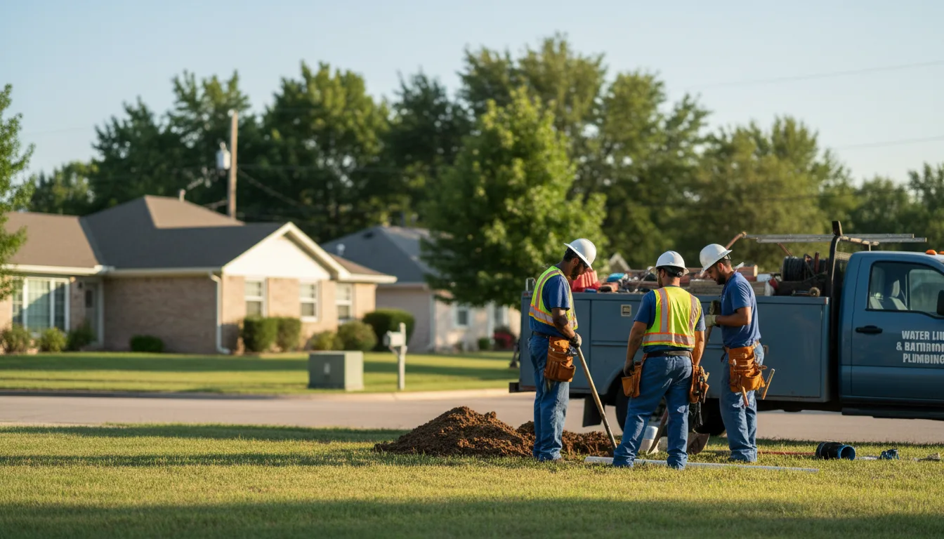 Residential water line and bathroom plumbing service in Goltry, OK